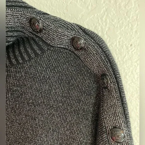 The Kooples button-shoulder metallic black turtleneck sweater NWT - Picture 7 of 12